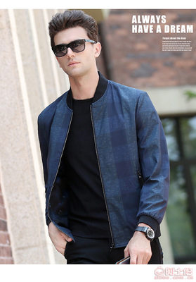 2017新款男士夾克 格子棒球領(lǐng)外套引領(lǐng)休閑風尚